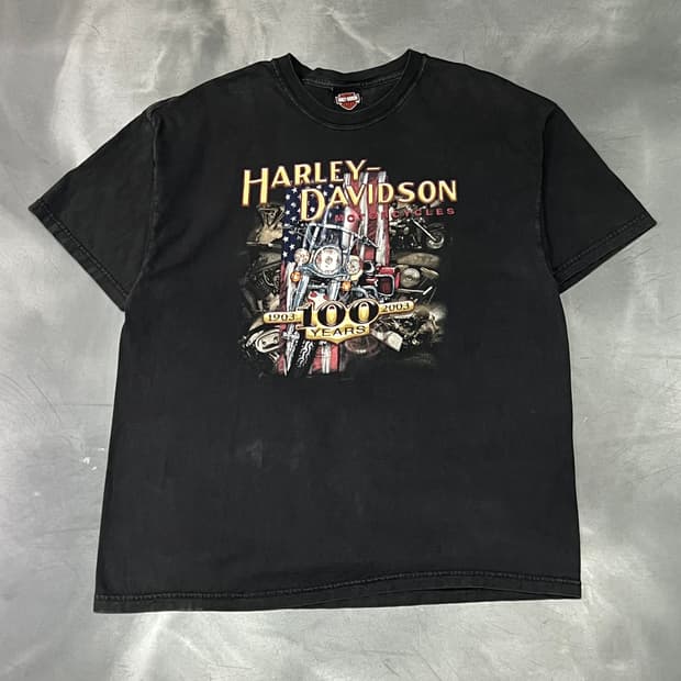  USA 할리데이비슨 100주년 엔진 프린팅 반팔티 y15699