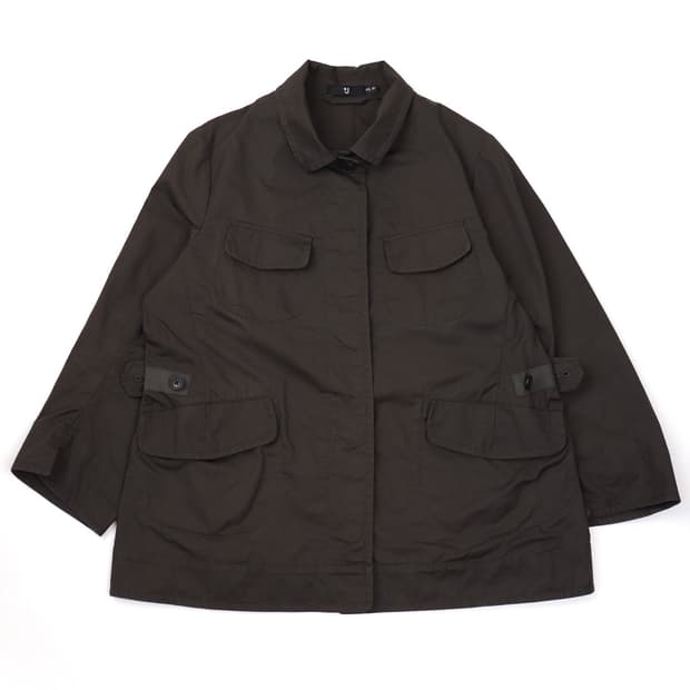 Uniqlo+J 코튼 린넨 사파리 자켓 올리브카키