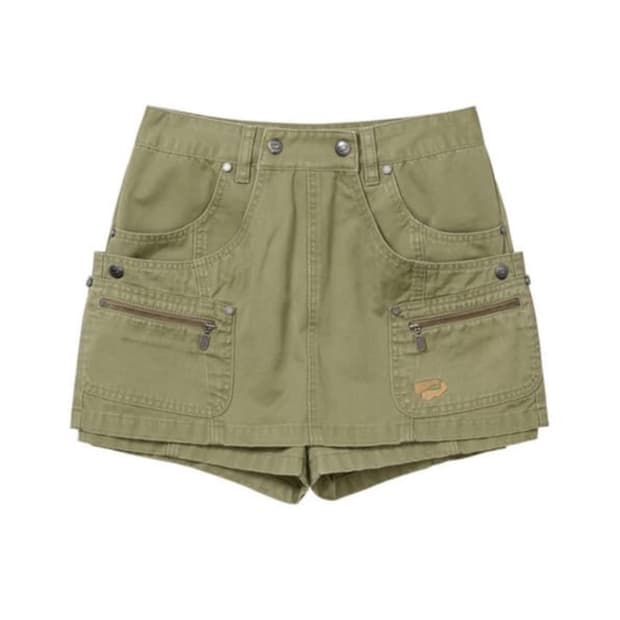 웰빙익스프레스 레이어드 쇼츠 스커트 카키