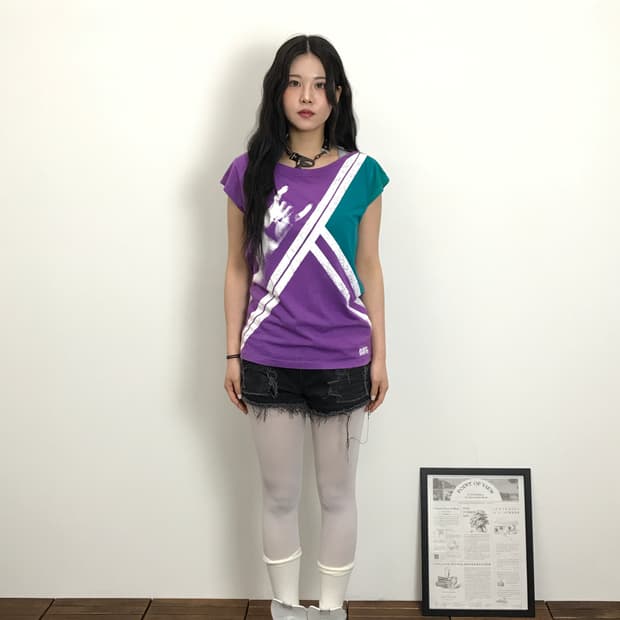 Diesel Purple Teal Rock On Print T-Shirt