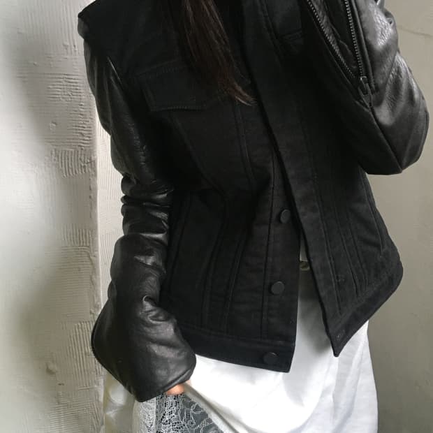 Alexander Wang 알렉산더왕 블랙 레더 슬리브 자켓