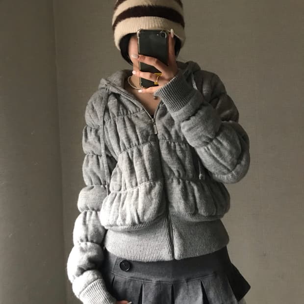 아디다스 그레이 코튼 패딩