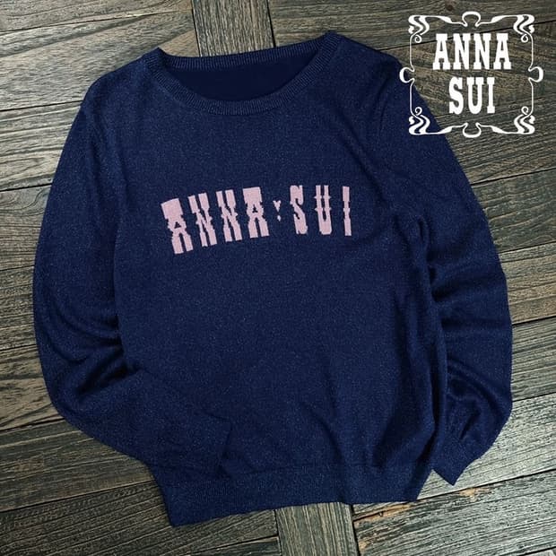 [안나수이] 빅로고 쟈카드 니트 네이비 M19309