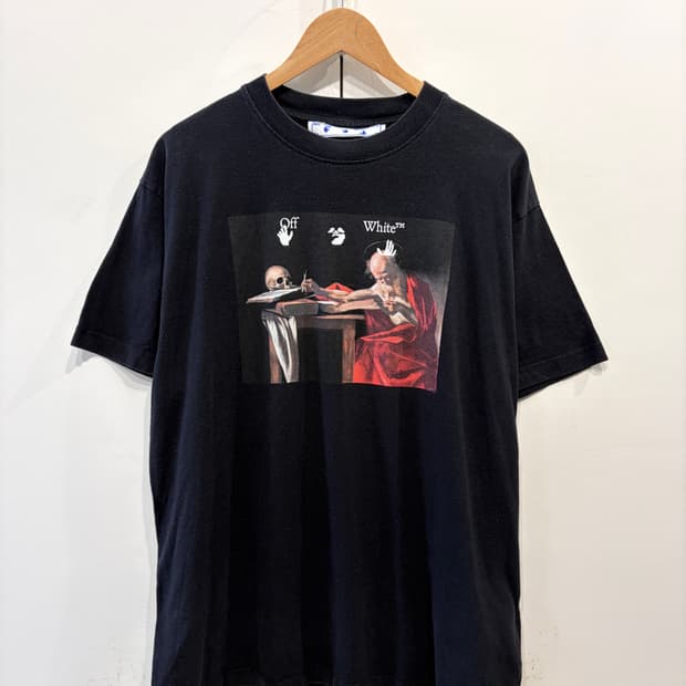 오프화이트 카라바조 프린팅 반팔 티셔츠