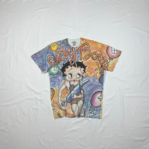 90‘s 베티붑 betty boop 카툰 올프린트 반팔티