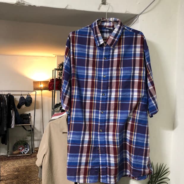 Saddlebrook vintage 블루 체크 셔츠