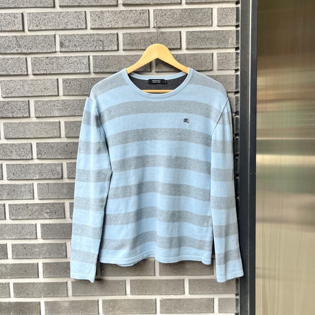 Burberry 버버리 로고 스트라이프 스웨터 블루