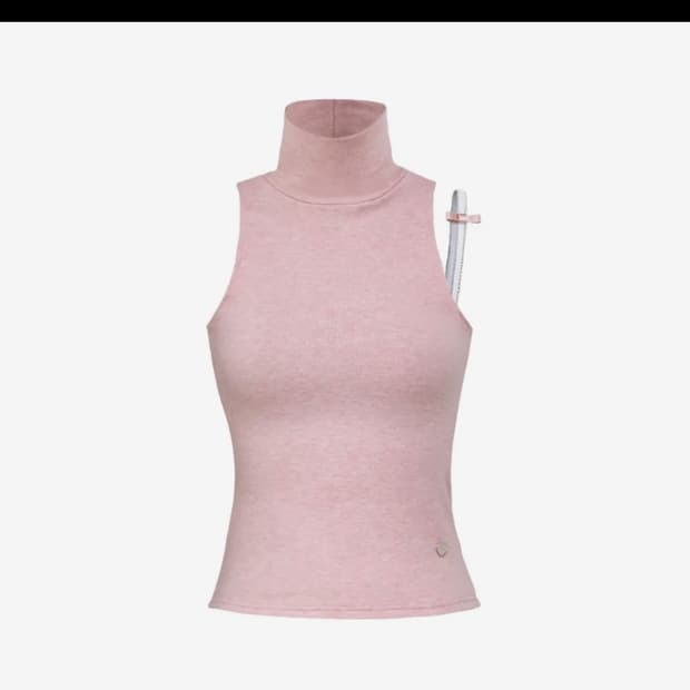 포어링 리본 니트 나시 핑크