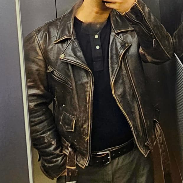 30's 소가죽 더블라이더 자켓 (착샷o)
