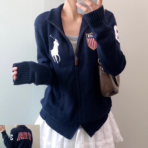 폴로 빅포니 USA 니트 집업