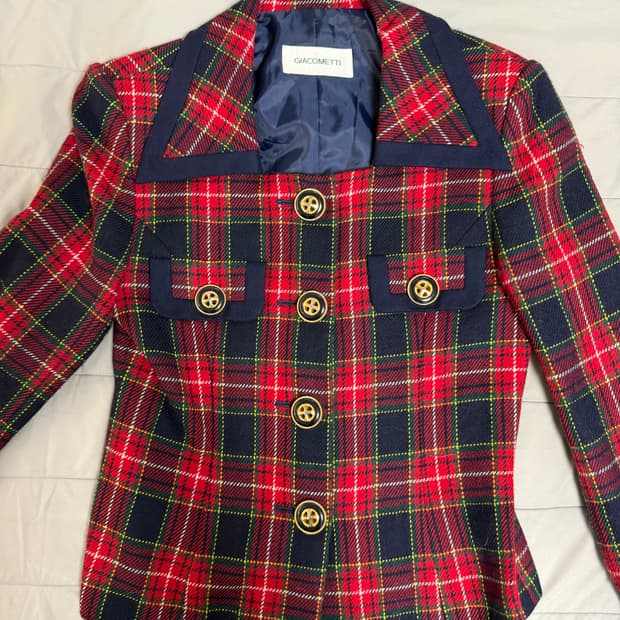 레드체크 펑크 갸루 나나깔 금장 자켓