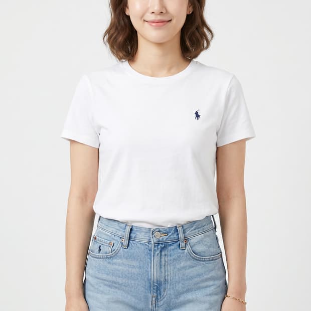 [정품] 폴로 랄프 로렌 여성 화이트 포니 반팔 티셔츠 (실측 S~M)