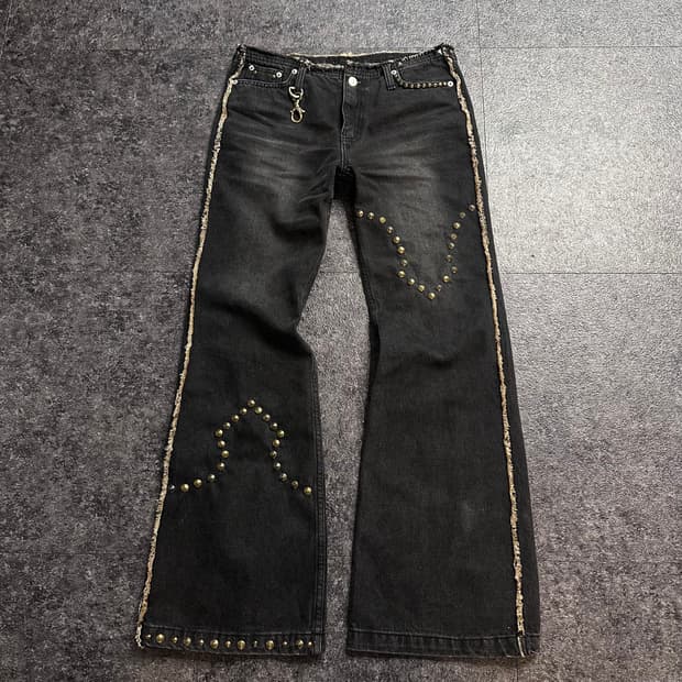 (MPH) leather pocket studded bootcut 