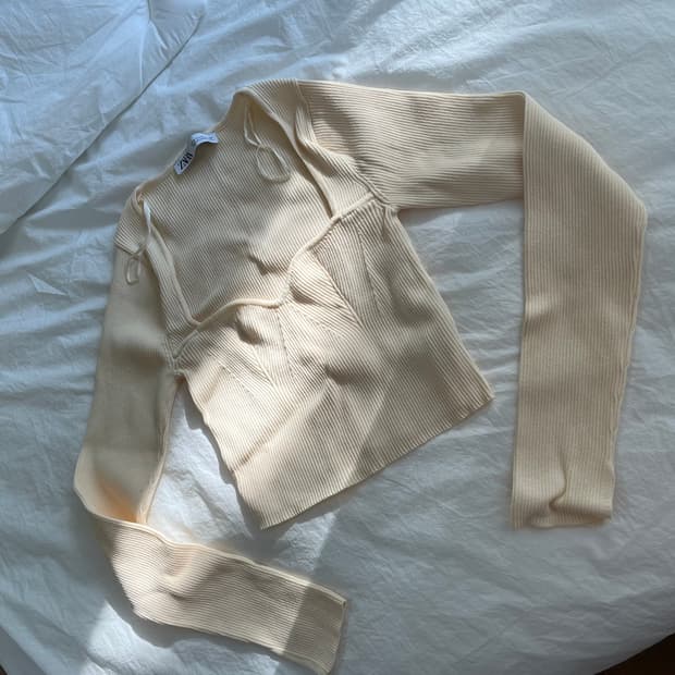새상품 자라 코르셋 니트 탑 크림 m