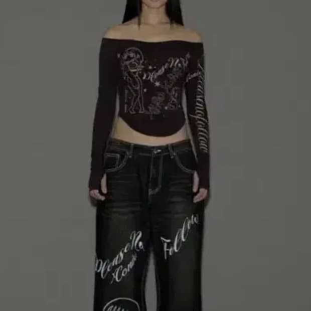플리즈노팔로우 플노팔 코닉스 conix denim워시드 데님팬츠 사이즈2