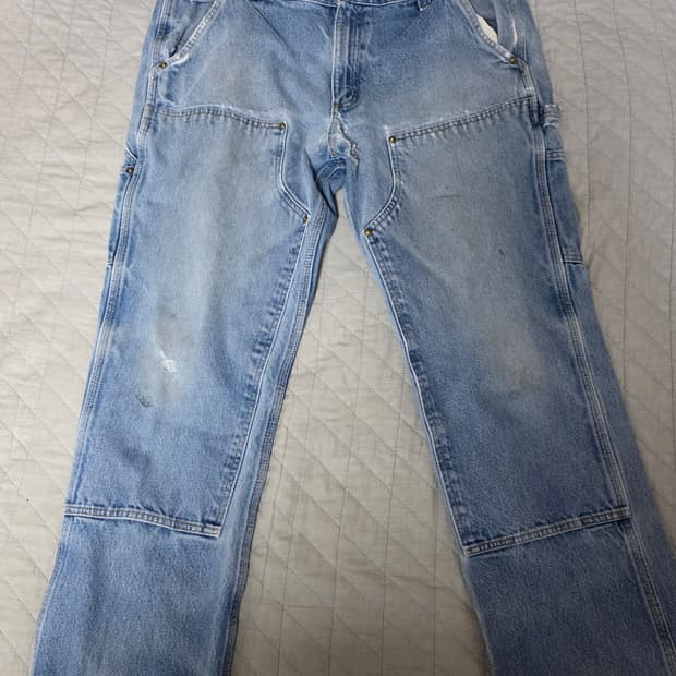 [38X32] 빈티지 칼하트 더블니 데님 릴렉스핏 트래쉬드 B-10