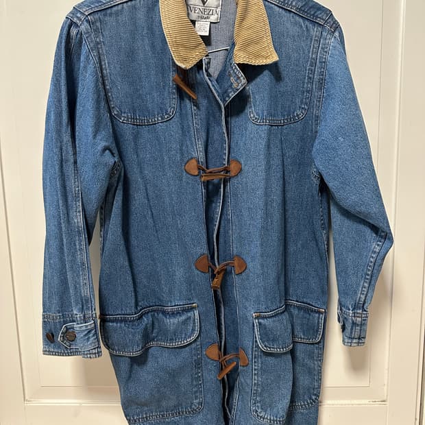 빈티지 더플 떡볶이 데님 코트