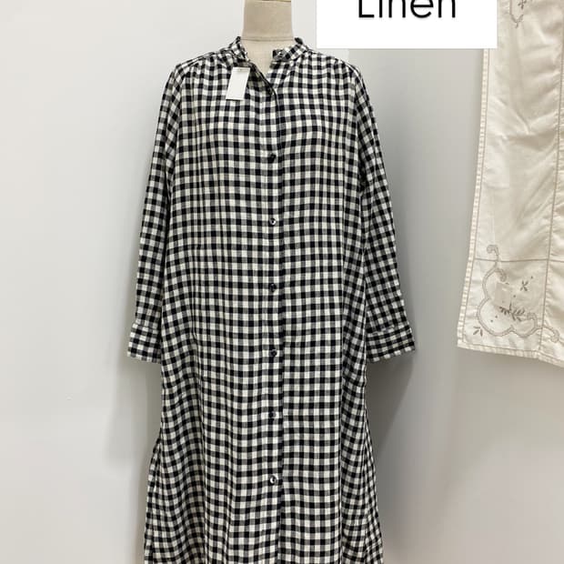 깅엄체크 린넨 셔츠OPS