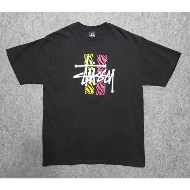 스투시 베이직 지브라 로고 빈티지 프린팅 반팔티 M