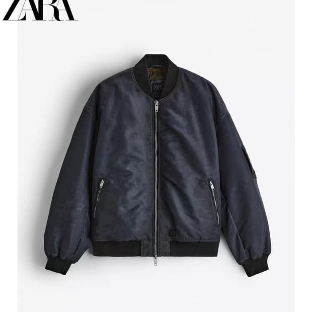 L사이즈 자라 패디드 봄버 마원 네이비 4688/302