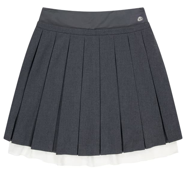 DOUBLE WAISTED PLEATS SKIRT GREY