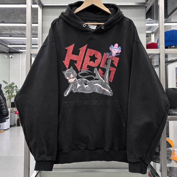 써저리 x HPS 캣 스웻 후디 블랙