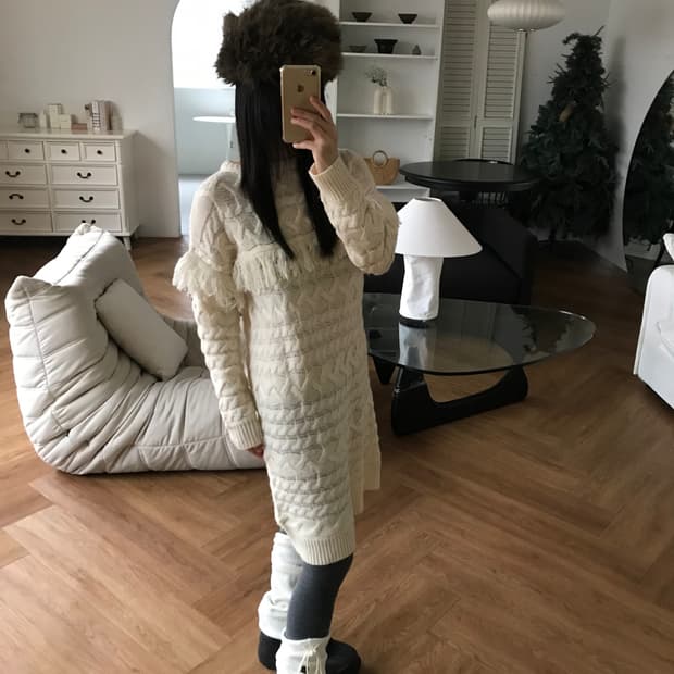 vintage tassle knit one-piece