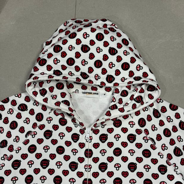 니고 시절 진짜 베이프 마일로 하트 버섯 모노그램 후드 집업 자켓