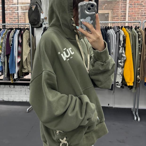 Jun NYC 스트랩 카키 후드티