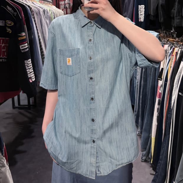 [IM] Carhartt 칼하트 워싱 데님 반팔 셔츠 연청