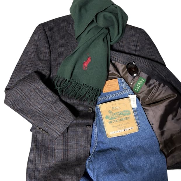 Polo 랄프로렌 체크 울 블레이저 남녀공용