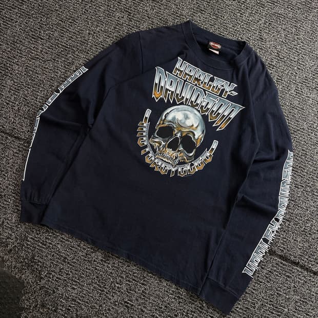 할리데이비슨 스컬 빅로고 사이드라인 롱슬리브 4023