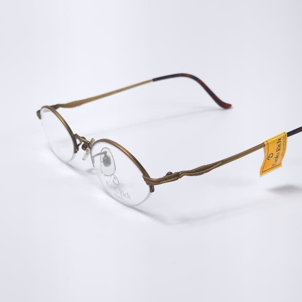 24K 도금 90년도 이태리 긱시크 오벌형 빈티지 반무테 안경