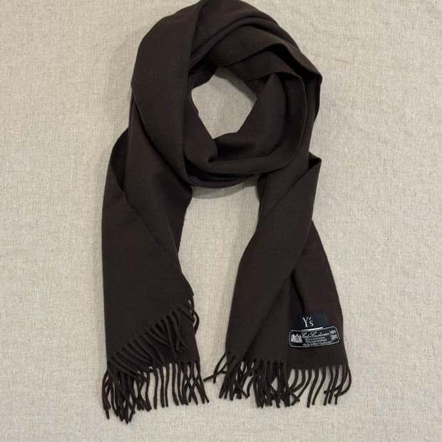 요지야마모토 울캐시미어 브라운 머플러