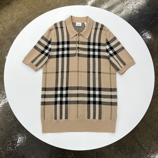 버버리 체크 카라 니트 반팔 [L사이즈]
