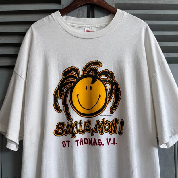 [2XL]90's USA 빈티지 Smile Mon 프린팅 티셔츠