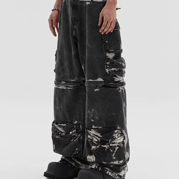 DNSR 핸드 다이드 투웨이 카고 팬츠 L