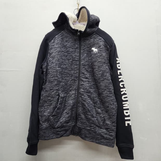 아베크롬비 로고/사이드레터링 쉐르파 후드집업 S~M