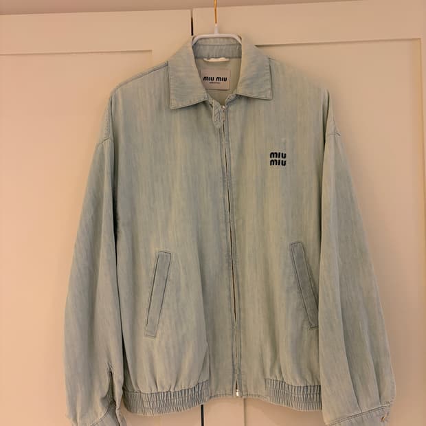 미우미우 샴브레이 블루종 재킷 라이트 블루 38