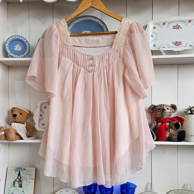 0327베이비핑크 쉬폰 튜닉원피스형 블라우스