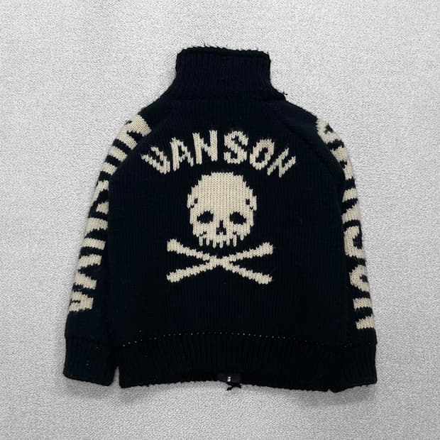 밴슨 Vanson 스컬 코위찬 니트 집업 블랙