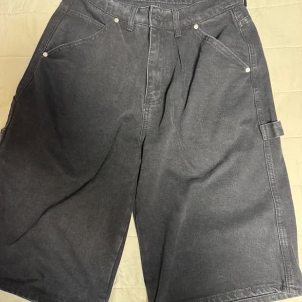 스웨이드 데님 버뮤다 팬츠