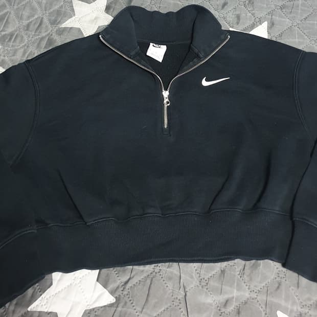 나이키 NSW 피닉스 플리스 하프집업 크롭 기모 맨투맨 블랙 (M)