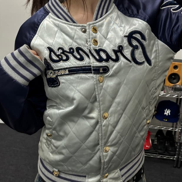 MLB 00s 사틴 다이아몬드 퀼팅 스타디움 자켓