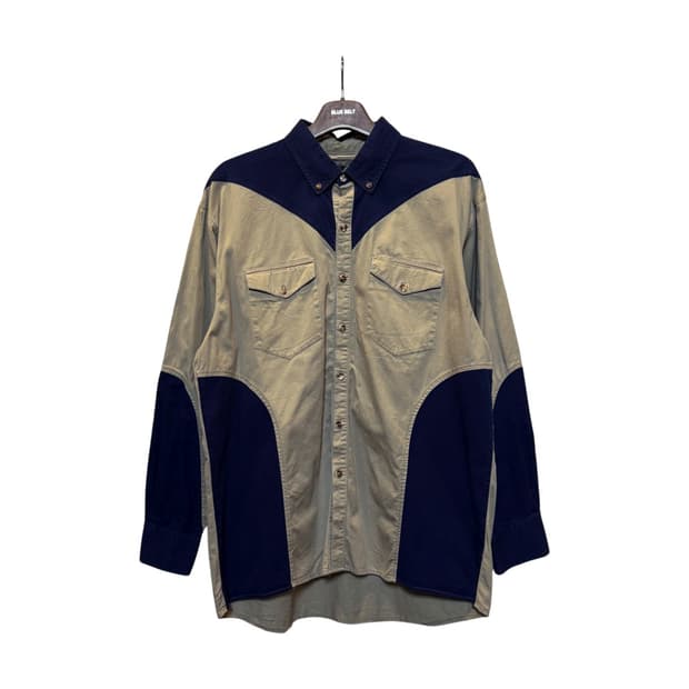 USA VINTAGE 웨스턴 코튼 워크셔츠 플랩포켓 요크컷 디테일 베이지