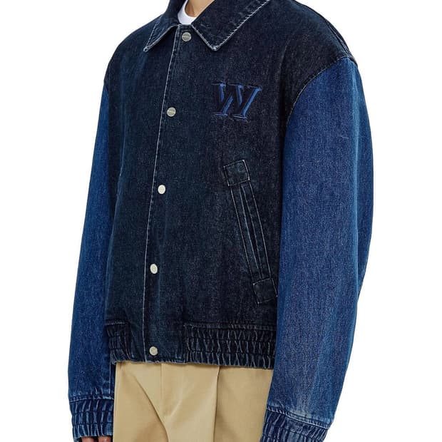 우영미 데님 바시티 자켓