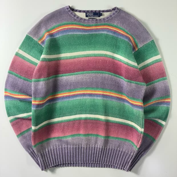 Polo  폴로 랄프로렌 90,s 코튼 파스텔 스트라이프 니트 