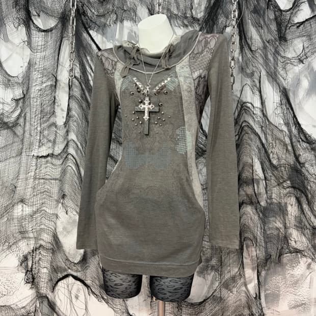 그런지 오리엔탈 시스루 탑 원피스