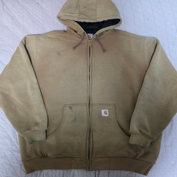 [2XL] 빈티지 칼하트 더블페이스 트래쉬드 썬페이드 써멀 후드집업