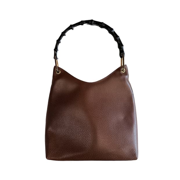 GUCCI leather bamboo bag